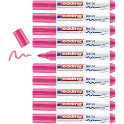 Marqueur textile permanent pointe ronde 2-3 mm - EDDING - Rose Fluorescent - Lot de 10