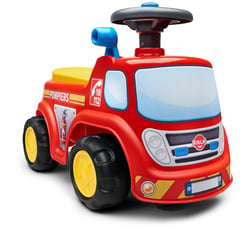 Porteur Camion de Pompier 1er âge avec volant directionnel avec klaxon et coffre de rangement - Rouge - Dès 12 Mois - 100% Fabriqué en France - FALK