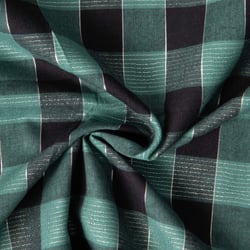 Tissu Coton Tartan Ecossais vert Lurex sur fond Noir