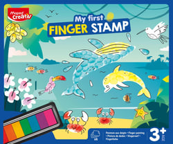 6 cartes, 1 tampon encreur, 1 chiffon, 1 boîte - Peinture au doigt - MAPED - Multicolore - Mon premier tampon au doigt