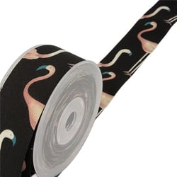 Bobine 15m Ruban flamants roses Noir