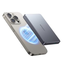 Mini Power Bank Magnétique 10000mAh – Recharge Sans Fil, Finition Space Grey - Gris