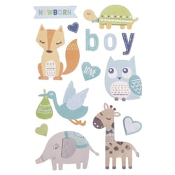 3D sticker en papier Bébé, bleu layette, 14 pces, avec effets,