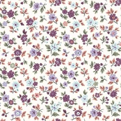 Tissu Popeline de Coton Lucile Petites fleurs sur fond Ecru