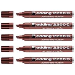 Lot de 5 Marqueurs permanents 1-5 mm - EDDING - Marron - Pointe biseautée moyenne