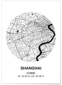 Affiche Carte Shanghai | A3 : 29,7x42cm