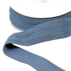 Bobine 10m élastique 2 bandes en relief bleu lavande 45mm