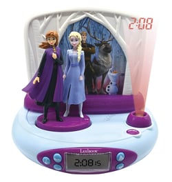 Réveil Projecteur Reine des Neiges avec Anna et Elsa en 3D
