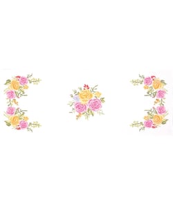 Kit de chemin de table au point de croix - Bouquet de Fleurs - 40 x 100 cm - Trimits Blanc