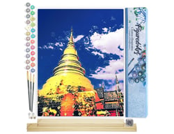 Peinture par Numéro Figured'Art - Temple de Chiangmai - Kit de Loisir Créatif DIY Numéro d'Art Complet - 40x50cm toile roulée + châssis en bois à monter