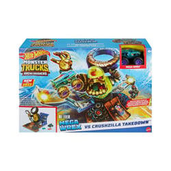 Hot Wheels Set de jeu Monster Trucks Arena Smashers Mega-Wrex Vs. Crushzilla Takedown