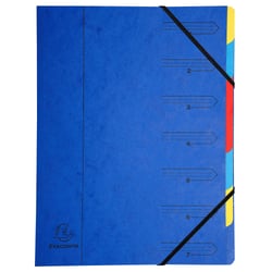 Trieur agrafé avec élastiques 7 compartiments - Couleurs assorties - x 12 - Exacompta