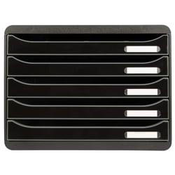 Module de classement Big Box Plus horizon 5 tiroirs Glossy - Noir brillant - Exacompta