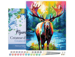 Peinture par Numéro Figured'Art avec Cadre - Orignal Coloré Abstrait - Kit de Loisir Créatif DIY Numéro d'Art Complet - 40x50cm toile tendue sur châssis
