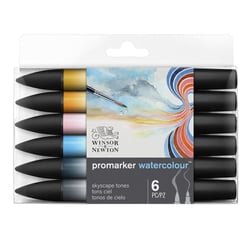 Lot de 6 feutres Promarker Watercolour tons ciel Winsor et Newton
