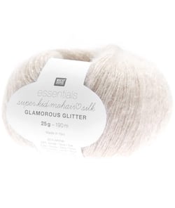 Fil à Tricoter ESSENTIALS SUPER KID MOHAIR LOVES SILK GLAMOROUS GLITTER: Luxe, Douceur et Créativité - 25gr - Rico Design 02 Ecru