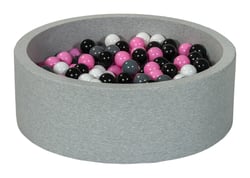 Piscine à balles Aire de jeu + 300 balles noir,blanc,rose clair,gris - Velinda