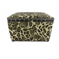 Boîte couture 21cmx28cmx19cm imprimé panthère kaki