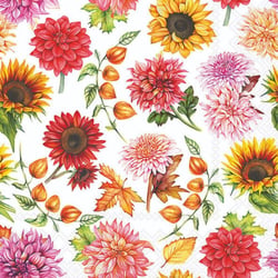 Lot de 4 serviettes en papier découpage collage 33 cm FLEUR D AUTOMNE FL 1007