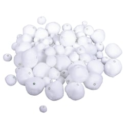 Pompons à enfiler, blanc, 4tailles:15+20+25+38mm, 100 pces