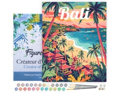 Peinture par Numéro Figured'Art avec Cadre - Affiche de voyage Bali - Kit de Loisir Créatif DIY Numéro d'Art Complet - 40x50cm toile tendue sur châssis