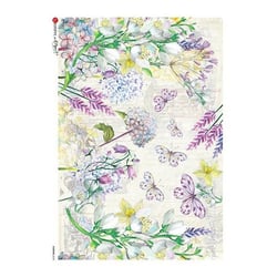 1 feuille de papier de riz 22.5 x 32 cm découpage collage Paper Designs FLEUR PAPILLON 0236