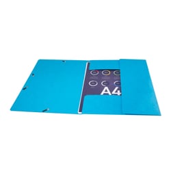 Chemise à élastiques 3 rabats Maxi capacity carte lustrée pelliculée 425gm2 Iderama A4 - Bleu clair - x 25 - Exacompta
