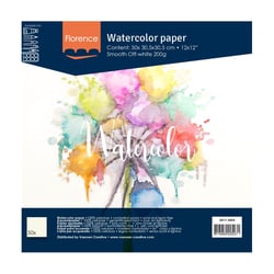Papier aquarelle Florence - Lisse - 50 feuilles - Blanc cassé - 30,5 x 30,5 cm - 200 g/m²