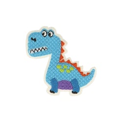 Ecusson thermocollant dinosaures bleu 4,5cm x 4cm
