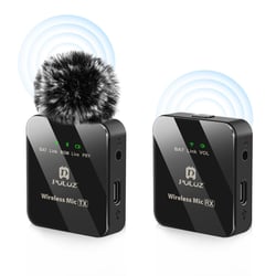Microphone Sans Fil Lavalier Noir Longue Autonomie Bluetooth et Vidéo 10m+