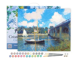 Peinture par Numéro Figured'Art avec Cadre - Le Pont d'Argenteuil - Monet - Kit de Loisir Créatif Numéro d'Art - 40x50cm toile tendue sur châssis