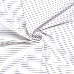 Tissu Bengaline de Viscose Lin Estelle fines rayures grises sur fond Blanc