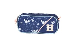Trousse enfant Harry Potter 2 compartiments pour fournitures scolaires - Bleu marine
