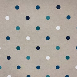 Tissu Toile de Coton Big Pois Bleu sur fond Naturel
