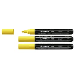 Lot de 3 marqueurs pointe moyenne STABILO FREE - Jaune