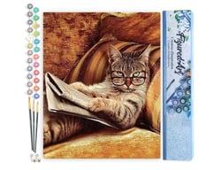 Peinture par Numéro Figured'Art - Chat Connaisseur - Kit de Loisir Créatif DIY Numéro d'Art Complet - 40x50cm sans châssis en bois