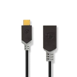 Nedis Câble de Charge et de Données USB-C Mâle USB-A Femelle 60W 5 Gbps 0.15m Noir