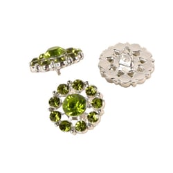 Bouton strass vert 18mm
