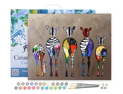 Peinture par Numéro Figured'Art avec Cadre - Zèbres de dos - Kit de Loisir Créatif DIY Numéro d'Art Complet - 40x50cm toile tendue sur châssis