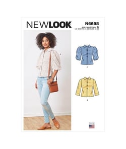 Patron New Look 6698 - Blouse boutonnée avec variations de manches du 34 au 46 taille n°FR 34-46