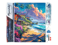 Diamond Painting Broderie Diamant Figured’Art 40x50cm toile entière roulée avec diamants carrés - Maisons en bord de plage