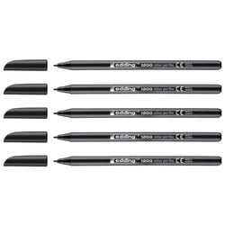 Lot de 5 feutres de coloriage pointe fine 1 mm - EDDING - Noir - 1200