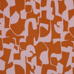 Tissu Viscose Art déco parme sur fond Rouille
