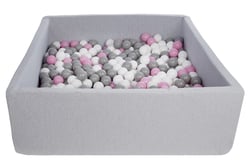 Piscine à balles pour enfant, dimensions:120x120 cm, Aire de jeu + 600 balles blanc,rose clair,gris - Velinda