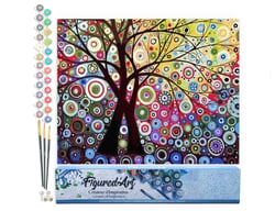 Peinture par Numéro Figured'Art - Arbre effet vitrail - Kit de Loisir Créatif DIY Numéro d'Art Complet - 40x50cm sans châssis en bois