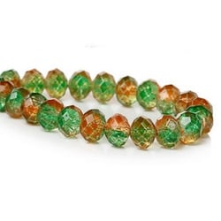 Fil de 70 perles en verre craquelé à facettes deux couleurs fabrication bijoux 8 mm VERT BRUN