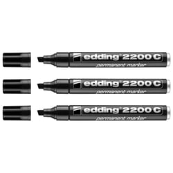 Lot de 3 marqueurs permanents - EDDING - Pointe biseau 1-5 mm - Corps aluminium - Noir