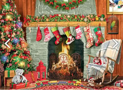 Puzzle 500 pièces - Pièces XXL - Christmas by the Fireplace - Eurographics