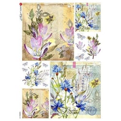 1 feuille de papier de riz 22.5 x 32 cm découpage collage Paper Designs HERBIER 0223