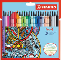 Lot de 6 étuis de 24 feutres de dessin STABILO PEN 68 pointe ogive moyenne 1 mm